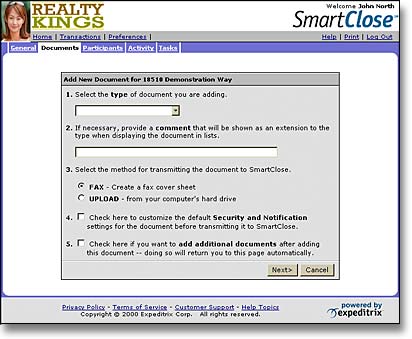 SmartClose Upload Document Page