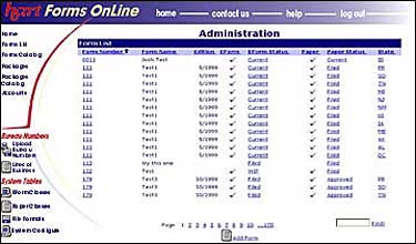 Hart FormsOnline Administration Main Screen