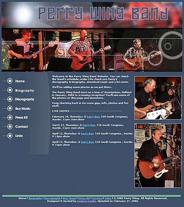 Perry Wing Band Website design